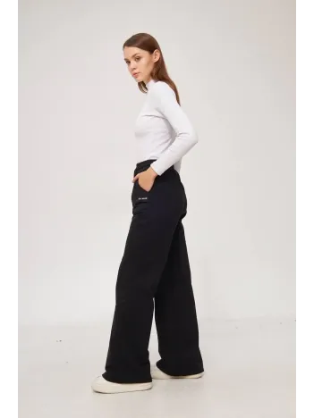 İki iplik Bol Paça Eşofman Pantalon - Siyah