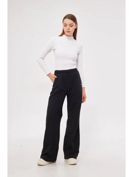 İki iplik Bol Paça Eşofman Pantalon - Siyah