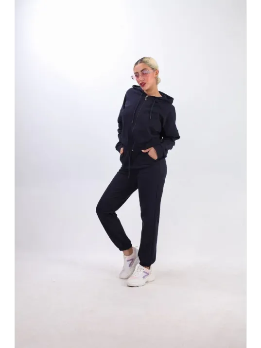 iki iplik Kapüşonlu Fermuarlı Crop Oversize Hırka Takım- Lacivert iki iplik Kapüşonlu Fermuarlı Crop Oversize Hırka Takım- Lacivert