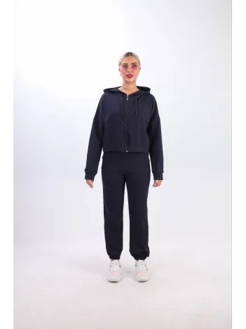 iki iplik Kapüşonlu Fermuarlı Crop Oversize Hırka Takım- Lacivert iki iplik Kapüşonlu Fermuarlı Crop Oversize Hırka Takım- Lacivert