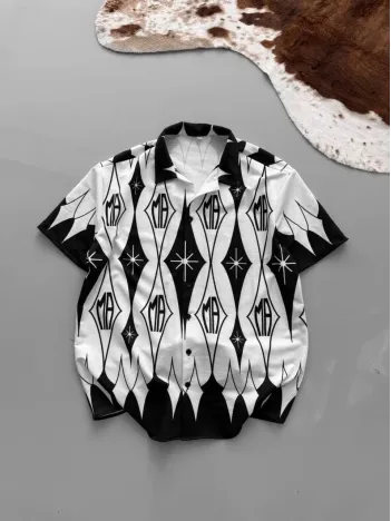 İki İplik Kumaş Baskılı Gömlek - Beyaz İki İplik Kumaş Baskılı Gömlek - Beyaz