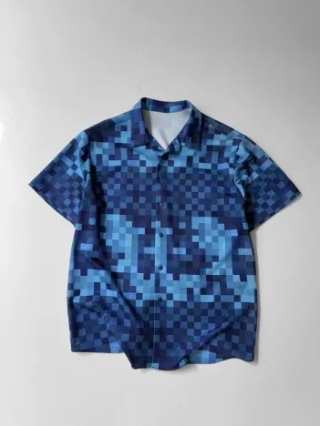 İki İplik Kumaş Baskılı Gömlek - Mavi İki İplik Kumaş Baskılı Gömlek - Mavi