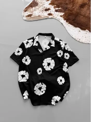 İki İplik Kumaş Baskılı Gömlek - Siyah İki İplik Kumaş Baskılı Gömlek - Siyah