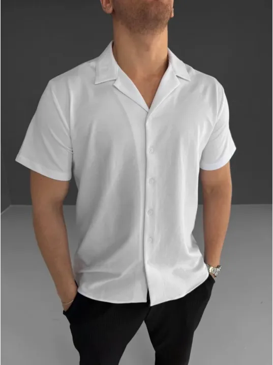 İki İplik Kumaş Gömlek - Beyaz İki İplik Kumaş Gömlek - Beyaz