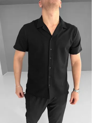 İki İplik Kumaş Gömlek - Siyah İki İplik Kumaş Gömlek - Siyah