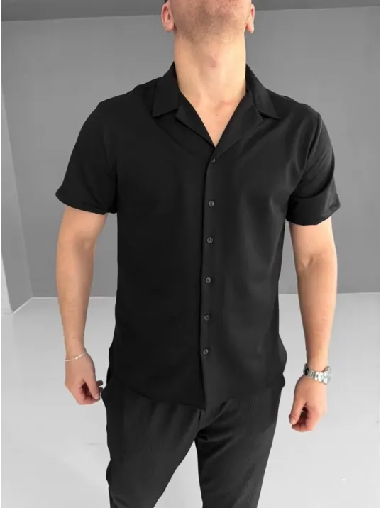 İki İplik Kumaş Gömlek - Siyah İki İplik Kumaş Gömlek - Siyah