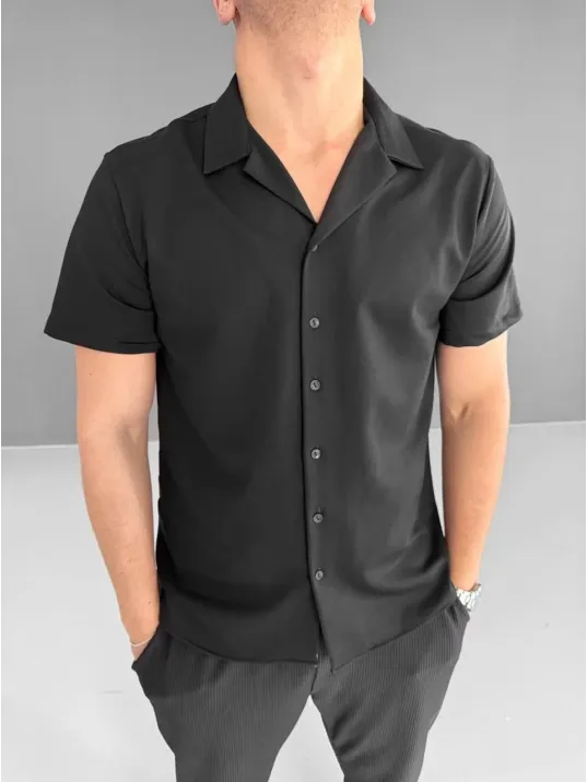 İki İplik Kumaş Gömlek - Siyah İki İplik Kumaş Gömlek - Siyah