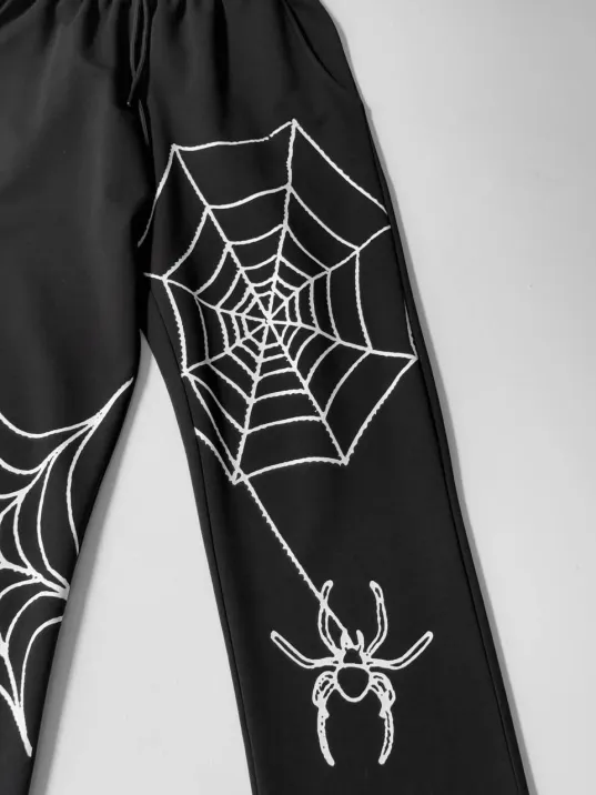 İki İplik Kumaş Örümcek Baskılı Esofman - Siyah İki İplik Kumaş Örümcek Baskılı Esofman - Siyah