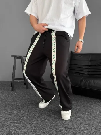 İki İplik Kumaş Şeritli Alt Esofman - Siyah İki İplik Kumaş Şeritli Alt Esofman - Siyah