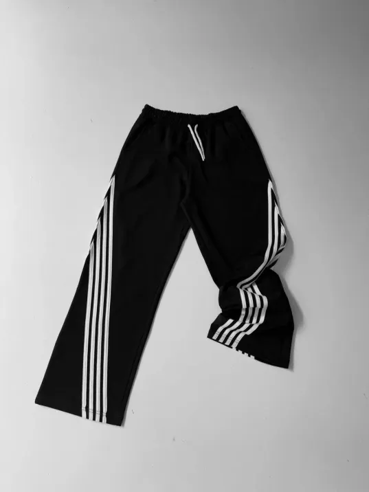 İki İplik Kumaş Şeritli Alt Esofman - Siyah İki İplik Kumaş Şeritli Alt Esofman - Siyah