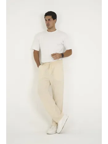 Jakar Kutu Desenli Baggy Eşofman Pantolon - Bej