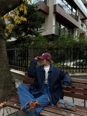 Jeans Detaylı Cıtcıtlı CEKET - Lacivert Jeans Detaylı Cıtcıtlı CEKET - Lacivert