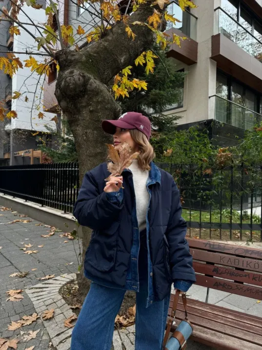 Jeans Detaylı Cıtcıtlı CEKET - Lacivert Jeans Detaylı Cıtcıtlı CEKET - Lacivert