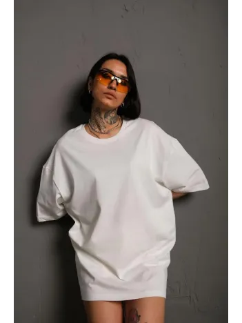 Kadın 24/1 Düz A Kalite Oversize T-shirt - Beyaz