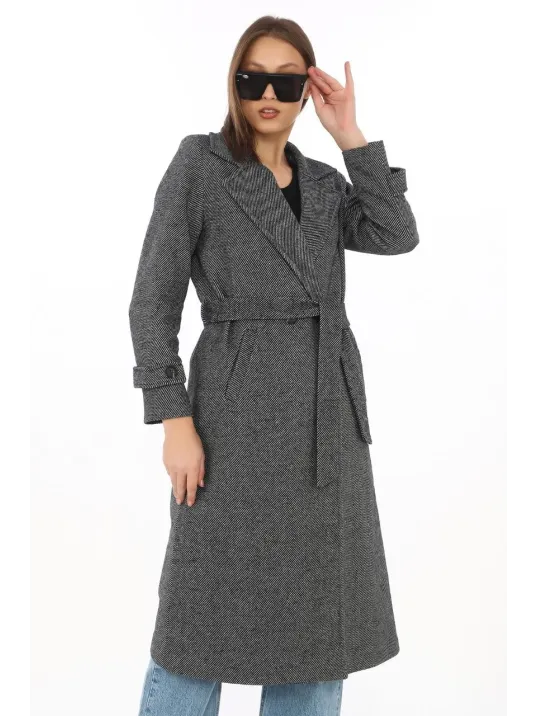 Kadın Balık Sırtı Kaşe Kaban – Uzun Boy Kruvaze Yaka Kuşaklı Astarlı Kışlık Tesettür Kaban, Yünlü Dokuma Kaşmir Kumaş, Cepli Rahat Oversize Kalıp Şık Modern Kaban Mont Modeli (Günlük ve Özel Gün Kombinlerine Uygun) - Füme Kadın Balık Sırtı Kaşe Kaban – Uzun Boy Kruvaze Yaka Kuşaklı Astarlı Kışlık Tesettür Kaban, Yünlü Dokuma Kaşmir Kumaş, Cepli Rahat Oversize Kalıp Şık Modern Kaban Mont Modeli (Günlük ve Özel Gün Kombinlerine Uygun) - Füme