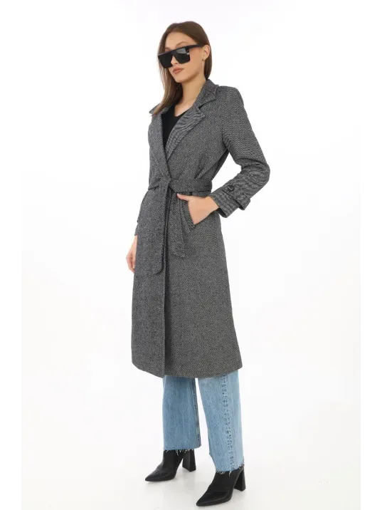 Kadın Balık Sırtı Kaşe Kaban – Uzun Boy Kruvaze Yaka Kuşaklı Astarlı Kışlık Tesettür Kaban, Yünlü Dokuma Kaşmir Kumaş, Cepli Rahat Oversize Kalıp Şık Modern Kaban Mont Modeli (Günlük ve Özel Gün Kombinlerine Uygun) - Füme Kadın Balık Sırtı Kaşe Kaban – Uzun Boy Kruvaze Yaka Kuşaklı Astarlı Kışlık Tesettür Kaban, Yünlü Dokuma Kaşmir Kumaş, Cepli Rahat Oversize Kalıp Şık Modern Kaban Mont Modeli (Günlük ve Özel Gün Kombinlerine Uygun) - Füme