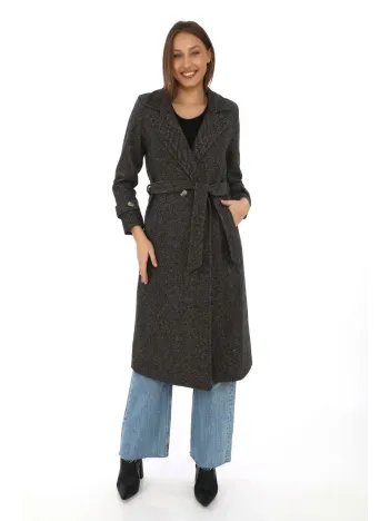 Kadın Astarlı Balık Sırtı Kaşmir Kaşe Kaban - Kahverengi Kadın Astarlı Balık Sırtı Kaşmir Kaşe Kaban - Kahverengi