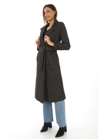 Kadın Astarlı Balık Sırtı Kaşmir Kaşe Kaban - Kahverengi Kadın Astarlı Balık Sırtı Kaşmir Kaşe Kaban - Kahverengi