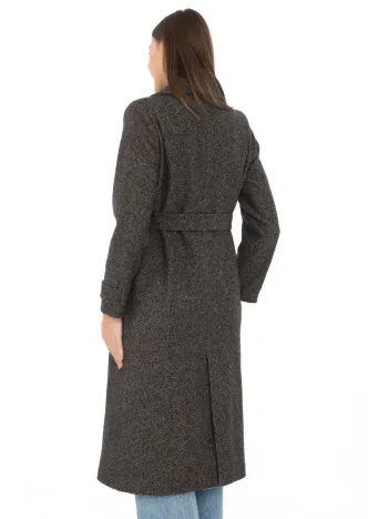 Kadın Balık Sırtı Kaşmir Uzun Kaşe Kaban - Kahverengi Kadın Balık Sırtı Kaşmir Uzun Kaşe Kaban - Kahverengi