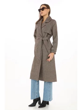 Kadın Balık Sırtı Kaşmir Uzun Kaşe Kaban - Vizon Kadın Balık Sırtı Kaşmir Uzun Kaşe Kaban - Vizon