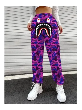 Unisex Pubg Bape x Shark Eşofman Altı - Mor Unisex Pubg Bape x Shark Eşofman Altı - Mor