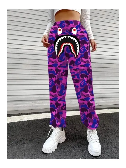 Unisex Pubg Bape x Shark Eşofman Altı - Mor Unisex Pubg Bape x Shark Eşofman Altı - Mor