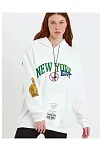Kadın Baskılı Kapüşonlu Sweatshirt - Beyaz