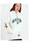 Kadın Baskılı Kapüşonlu Sweatshirt - Beyaz