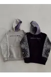 Kadın Baskılı Kapüşonlu Sweatshirt - Gri Kadın Baskılı Kapüşonlu Sweatshirt - Gri