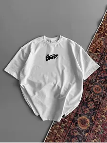 Kadın Baskılı Oversize T-shirt - Beyaz