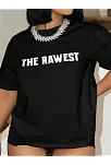 Kadın Baskılı Oversize T-shirt - Siyah