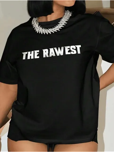 Kadın Baskılı Oversize T-shirt - Siyah