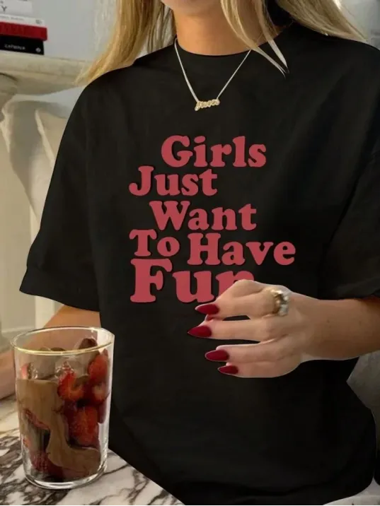 Kadın Baskılı Oversize T-shirt - Siyah Kadın Baskılı Oversize T-shirt - Siyah