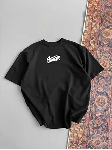 Kadın Baskılı Oversize T-shirt - Siyah