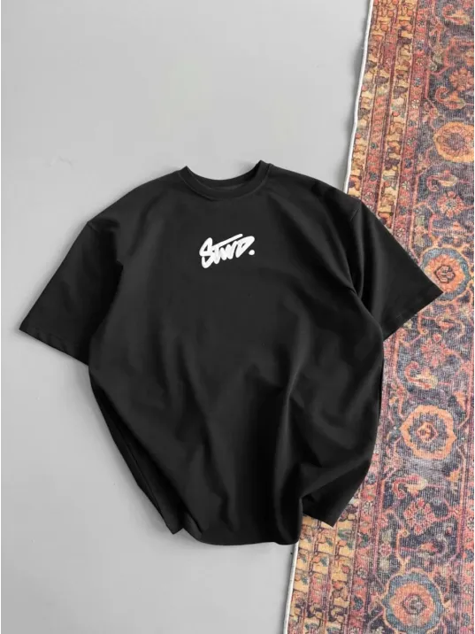 Kadın Baskılı Oversize T-shirt - Siyah Kadın Baskılı Oversize T-shirt - Siyah