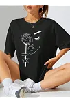 Kadın Baskılı Oversize T-shirt - Siyah
