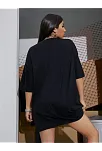 Kadın Baskılı Oversize T-shirt - Siyah