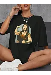 Kadın Baskılı Oversize T-shirt - Siyah