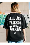 Kadın Baskılı Oversize T-shirt - Siyah