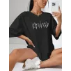 Kadın Baskılı Oversize T-shirt - Siyah