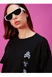 Kadın Baskılı Oversize T-shirt - Siyah