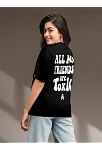 Kadın Baskılı Oversize T-shirt - Siyah