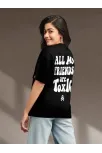 Kadın Baskılı Oversize T-shirt - Siyah
