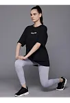 Kadın Baskılı Oversize T-shirt - Siyah