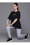 Kadın Baskılı Oversize T-shirt - Siyah