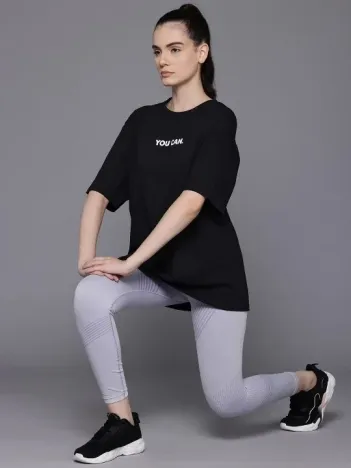 Kadın Baskılı Oversize T-shirt - Siyah Kadın Baskılı Oversize T-shirt - Siyah