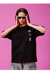 Kadın Baskılı Oversize T-shirt - Siyah