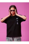 Kadın Baskılı Oversize T-shirt - Siyah