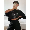 Kadın Baskılı Oversize T-shirt - Siyah