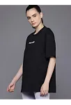 Kadın Baskılı Oversize T-shirt - Siyah